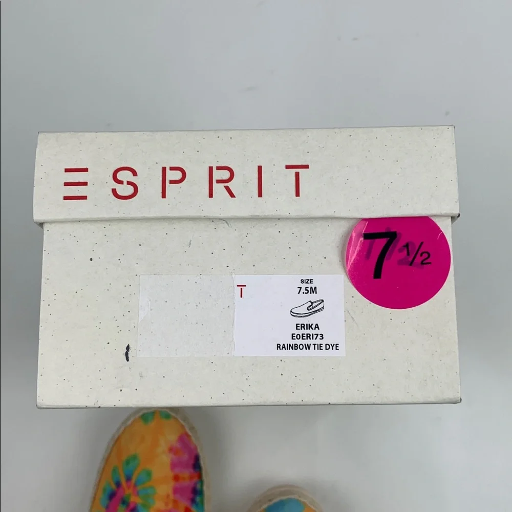 Esprit Erika Colorful Rainbow Tie-Dye Espadrilles shoes flats size 7.5 NEW NWT